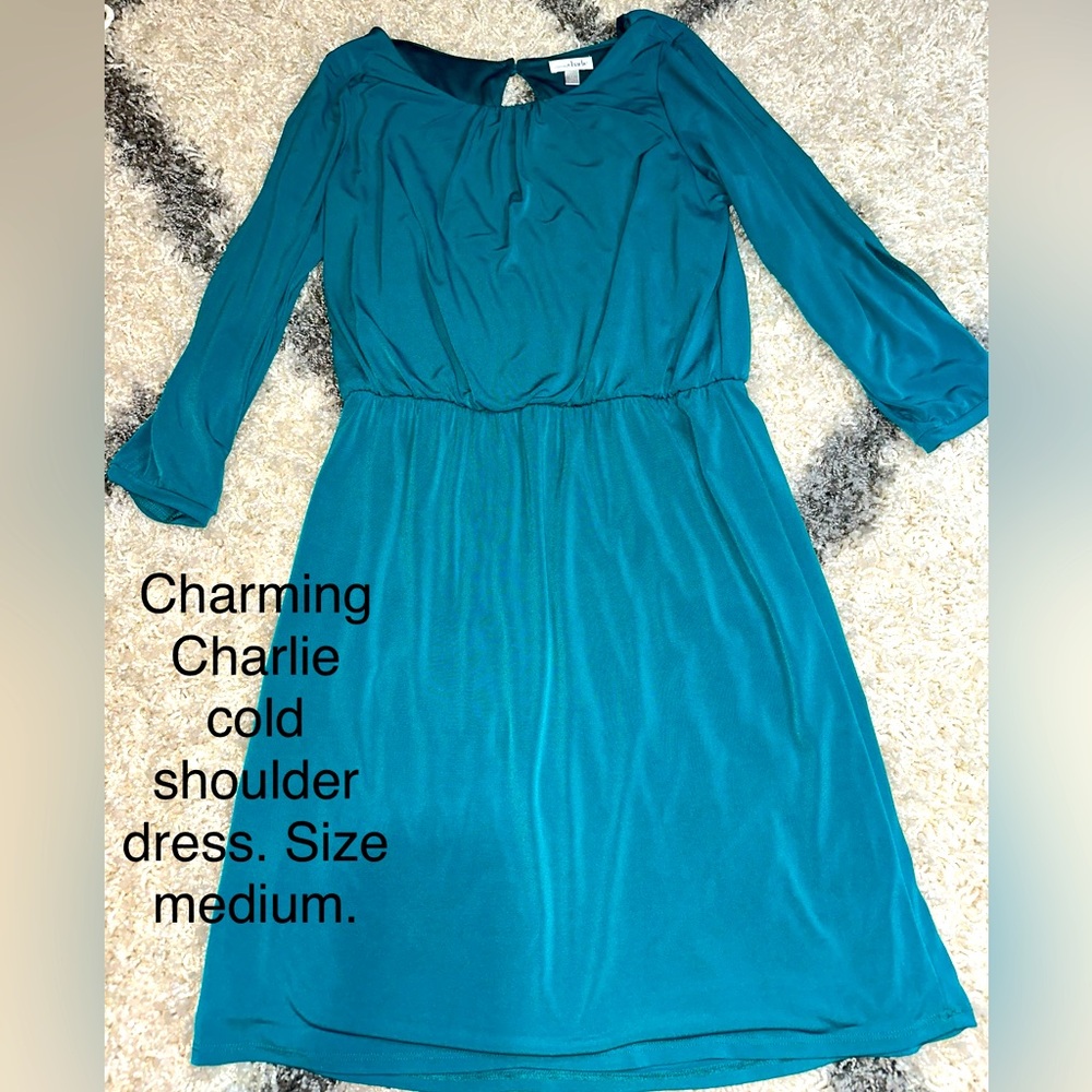 Charming Charlie Teal Long Split Sleeve Dress size medium